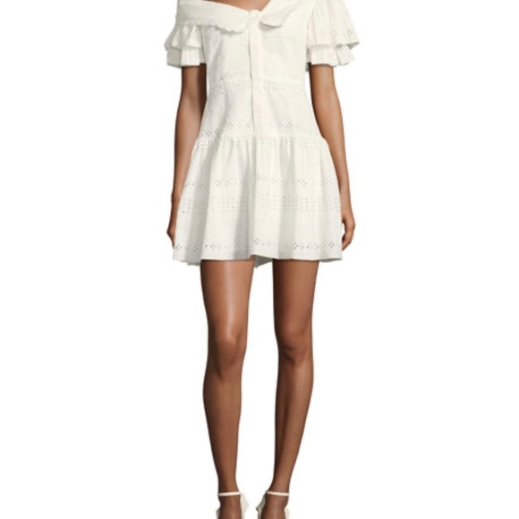 $300 Self Portrait White Broderie Anglaise Dress - Excellent 2 - Picture 3 of 17